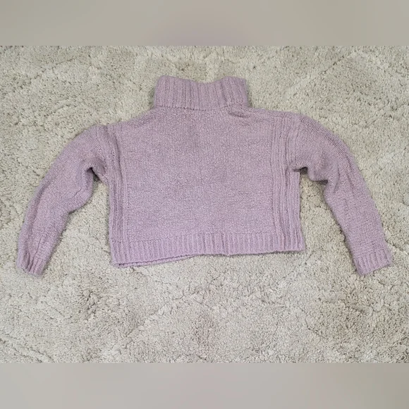 Aeropostal Pink Fuzzy Cropped Quarter-Zip Sweater in Light Petal Pink. M - Picture 3 of 10